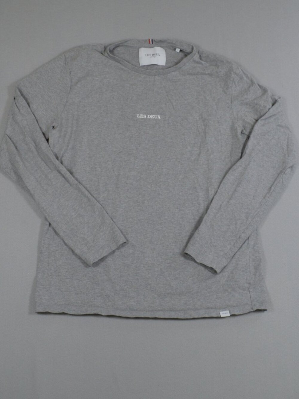 🤍 Les Deux Long Sleeve T Shirt Gray Logo Minimalist Cotton Large